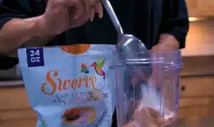 Then add ½ tablespoon of sugar (adjust to taste), a pinch of salt for Xanthan Gum Protein Ice Cream Recipe.