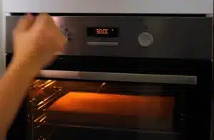 Now place the squared shape pizza stone in the preheated oven